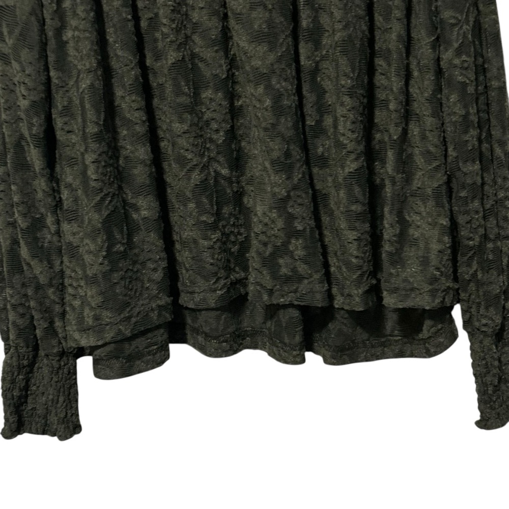 Deletta ANTHROPOLOGIE Olive Green Lace Long Sleeve Mock Neck Top - Picture 4 of 13